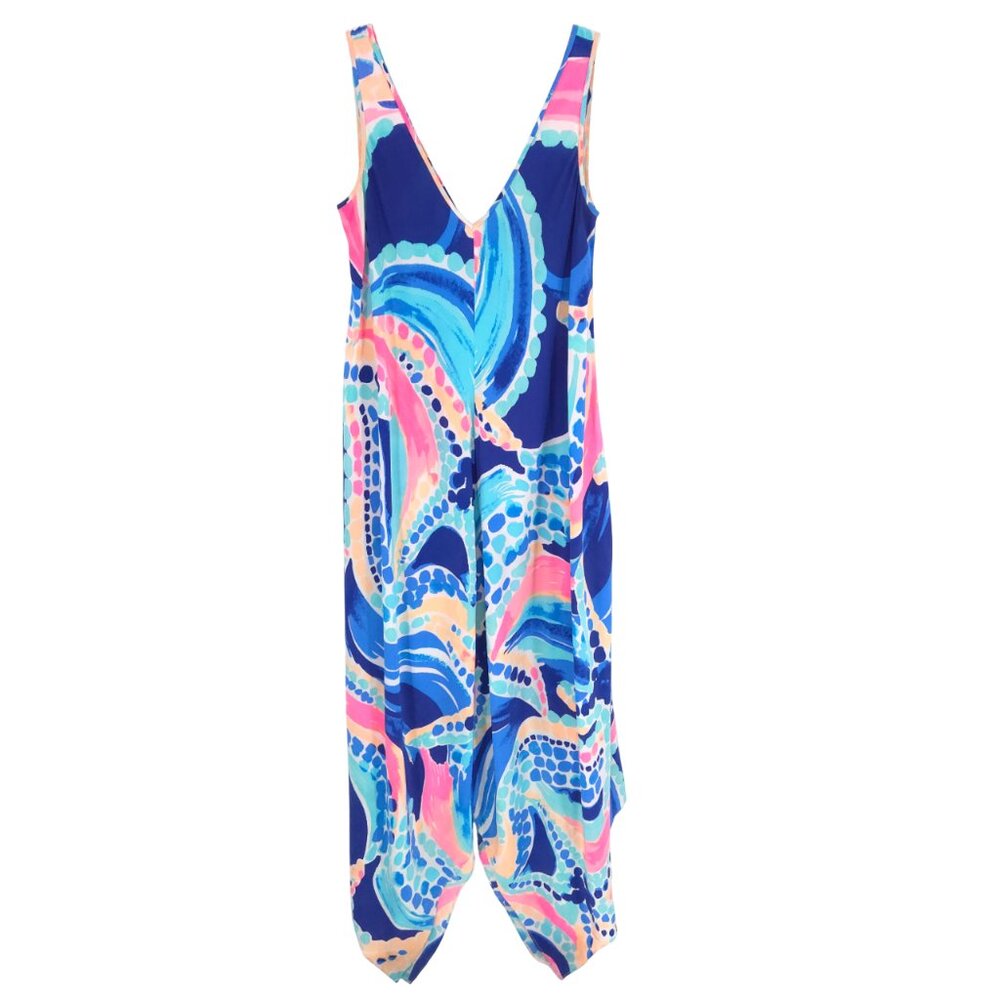 Lilly Pulitzer Silk Dress Ocean Jewels Cascading Waterfall Handkerchief Flowy